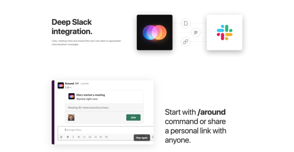 Slack から 「/ around」コマンドで開始
